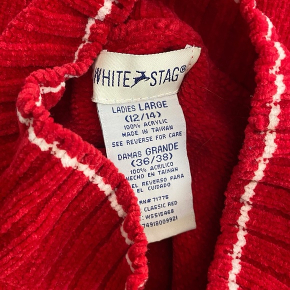 Vintage White Stag Sweater Size Large Red Holiday Christmas Turtleneck - Picture 5 of 5